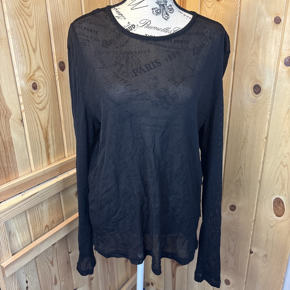 Tripp NYC Black Fishnet 100% Nylon Mesh Long Sleeve Unisex Large Goth Club